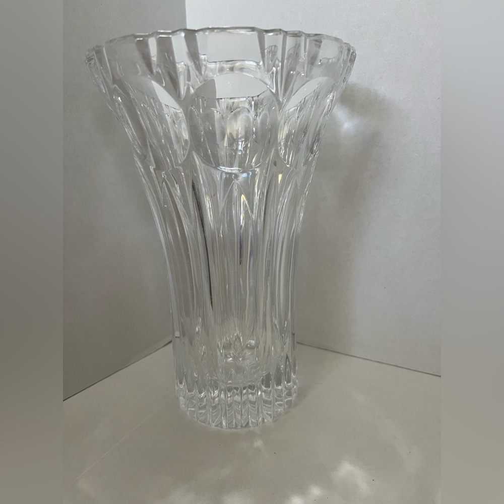 9in Heavy Echt Bleikristall Lead Crystal Thumbprint Vase